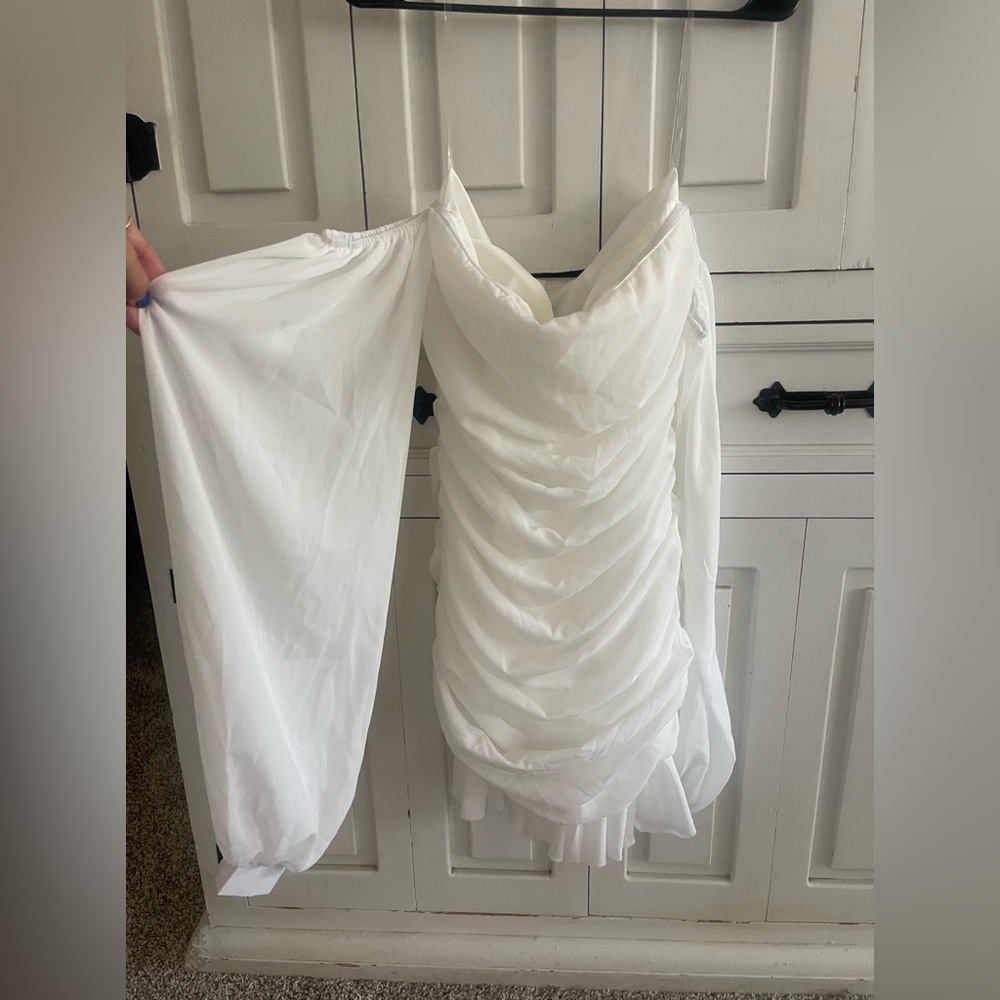 New with Tags White Off the shoulder long sleeve dress